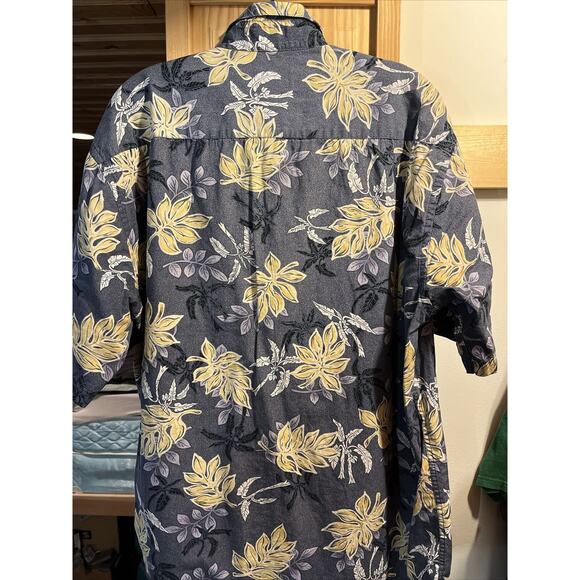 Campia Moda Men’s L Blue Floral Short Sleeve Button Down Cotton Hawaiian Shirt - Picture 9 of 12